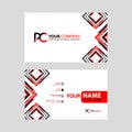 Modern business card templates, with PC logo Letter and horizontal design and red and black colors. Royalty Free Stock Photo