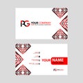 Modern business card templates, with PG logo Letter and horizontal design and red and black colors. Royalty Free Stock Photo