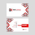 Modern business card templates, with PK logo Letter and horizontal design and red and black colors. Royalty Free Stock Photo