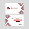 Modern business card templates, with PN logo Letter and horizontal design and red and black colors. Royalty Free Stock Photo