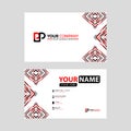 Modern business card templates, with PP logo Letter and horizontal design and red and black colors. Royalty Free Stock Photo