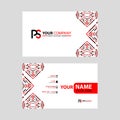 Modern business card templates, with PS logo Letter and horizontal design and red and black colors. Royalty Free Stock Photo