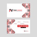 Modern business card templates, with PV logo Letter and horizontal design and red and black colors. Royalty Free Stock Photo