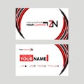 Modern business card templates, with ZN logo Letter and horizontal design and red and black colors. Royalty Free Stock Photo