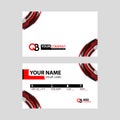 Modern simple horizontal design business cards. with QB Logo inside and transparent red black color.