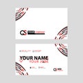 Modern simple horizontal design business cards. with QS Logo inside and transparent red black color.