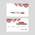 The new simple business card is red black with the KA logo Letter bonus and horizontal modern clean template vector design. Royalty Free Stock Photo