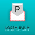P flat mail, email logo design, P logo latter idea inspiration