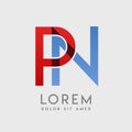 PN logo letters with blue and red gradation