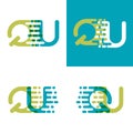 QU letters logo with accent speed in blue and light green