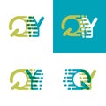 QY letters logo with accent speed in blue and light green