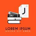 Stack of books with additional initial J logo in h simple and neat design Royalty Free Stock Photo