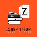 Stack of books with additional initial Z logo in h simple and neat design Royalty Free Stock Photo