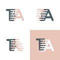 TA letters logo with accent speed pink and gray