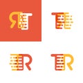 TR letters logo with accent speed soft orange and yellow