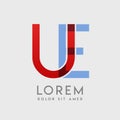 UE logo letters with & x22;blue and red& x22; gradation