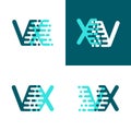 VX letters logo with accent speed green and blue