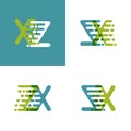 ZX letters logo with accent speed green and blue
