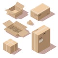 Sometric brown cardboard delivery package boxes