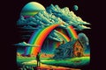 Somewhere over the rainbow, psychedelic image concept, Generative Ai