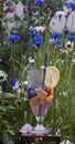 Summar limonade on blue wild meadow cornflowers