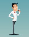 Sommelier Cartoon Gentleman Savor Drink Glass Relish Brew Wine Alcohol Icon Retro Vintage Cartoon Design Vector