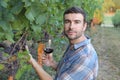 Sommelier enjoying red wine in vineyard Royalty Free Stock Photo