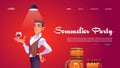 Sommelier party website with man holding wineglass