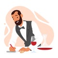 Sommelier Profession Concept, Wine Steward Tasting Drinks Making Notes in Notebook. Male Character Tasting Alcohol Royalty Free Stock Photo