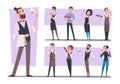 Sommelier. Restaurant characters wine experts exact vector cartoon pictures set