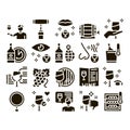 Sommelier Wine Tasting Glyph Set Vector