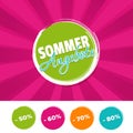 Sommer Angebote Banner und 50%, 60%, 70% & 80% reduziert Buttons. Eps10 Vector. Royalty Free Stock Photo