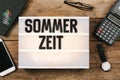 Sommerzeit, German Daylight Saving Time in vintage style light b