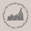 Somnath jyotirlinga temple 2d icon with lettering