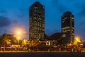 Somorrostro Beach in summer night. Barcelona, Spain Royalty Free Stock Photo