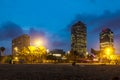 Somorrostro Beach in summer night. Barcelona