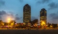 Somorrostro Beach in summer night. Barcelona, Spain