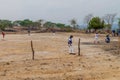 SOMOTO, NICARAGUA - APRIL 24, 2016: Local people play baseball near Somoto tow