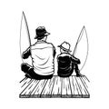 Son and Dad - fishing design - father and son fishermans Royalty Free Stock Photo