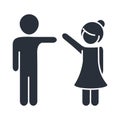 Son and daughter, little boy and girl family day, icon in silhouette style Royalty Free Stock Photo