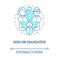 Son or daughter social role blue concept icon