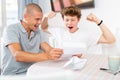 Son and father rejoice at the good news letter