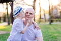 Son kissing his father. Father`s Day. Royalty Free Stock Photo