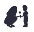 Son Presenting Flower to Adorable Mother Vector Royalty Free Stock Photo