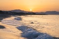 Son Serra de Marina beach at sundet, Mallorca island, Spain