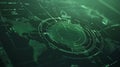 A sonar screen for submarines and ships. Radar sonar with a map showing objects. A futuristic navigation monitor with a