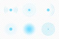 Sonar wave and echo sounding symbol. Sonic sonar signals, radar waves and digital pulses. Collection of sonar wave icons on