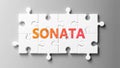 Sonata complex like a puzzle - pictured as word Sonata on a puzzle pieces to show that Sonata can be difficult and needs