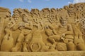 Sondervig, Denmark, May 21, 2023: International Sand Sculpture Festival. Satyrs