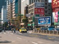 Song Jiang road in Taipei at the morning with people and traffic. Urban city life concept for background.